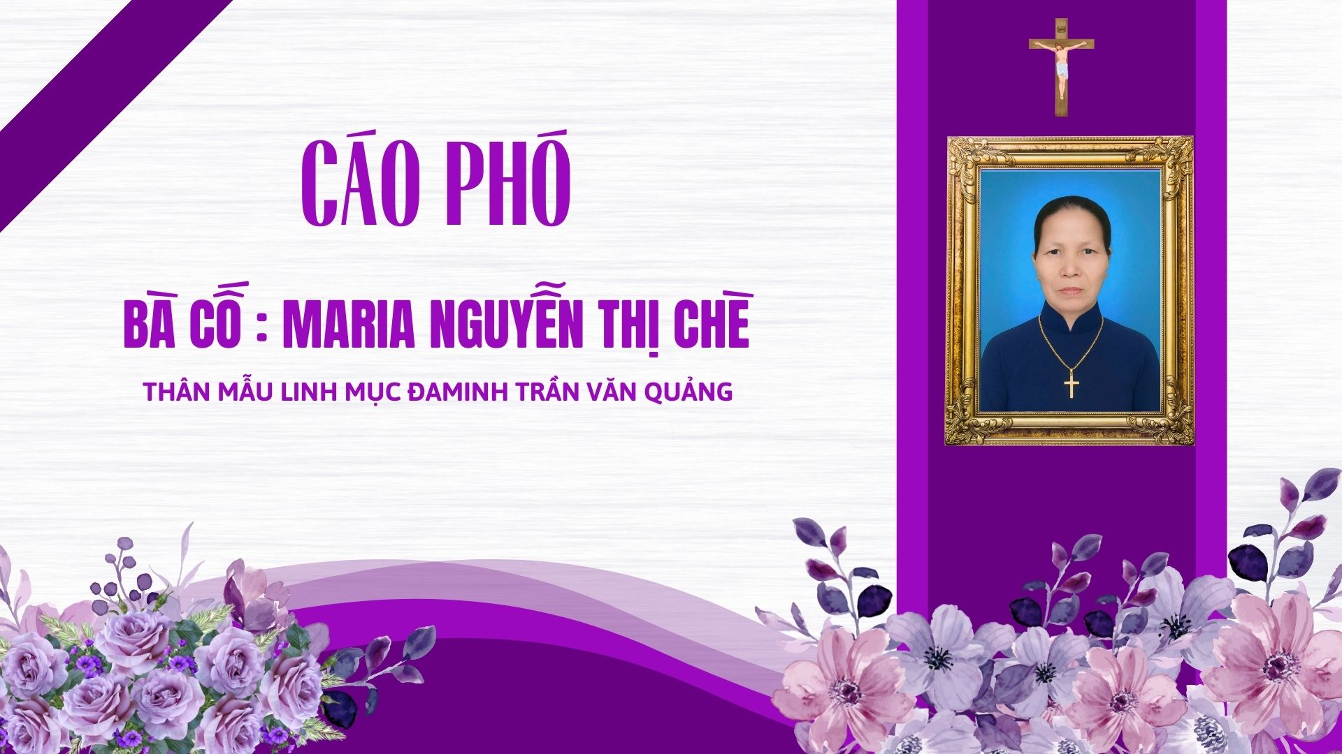 Cáo phó: Bà Cố Maria Nguyễn Thị Chè